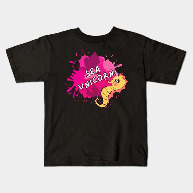 Sea Unicorn Comic Süß Witzig Seepferdchen Tier Kids T-Shirt by Maggini Art